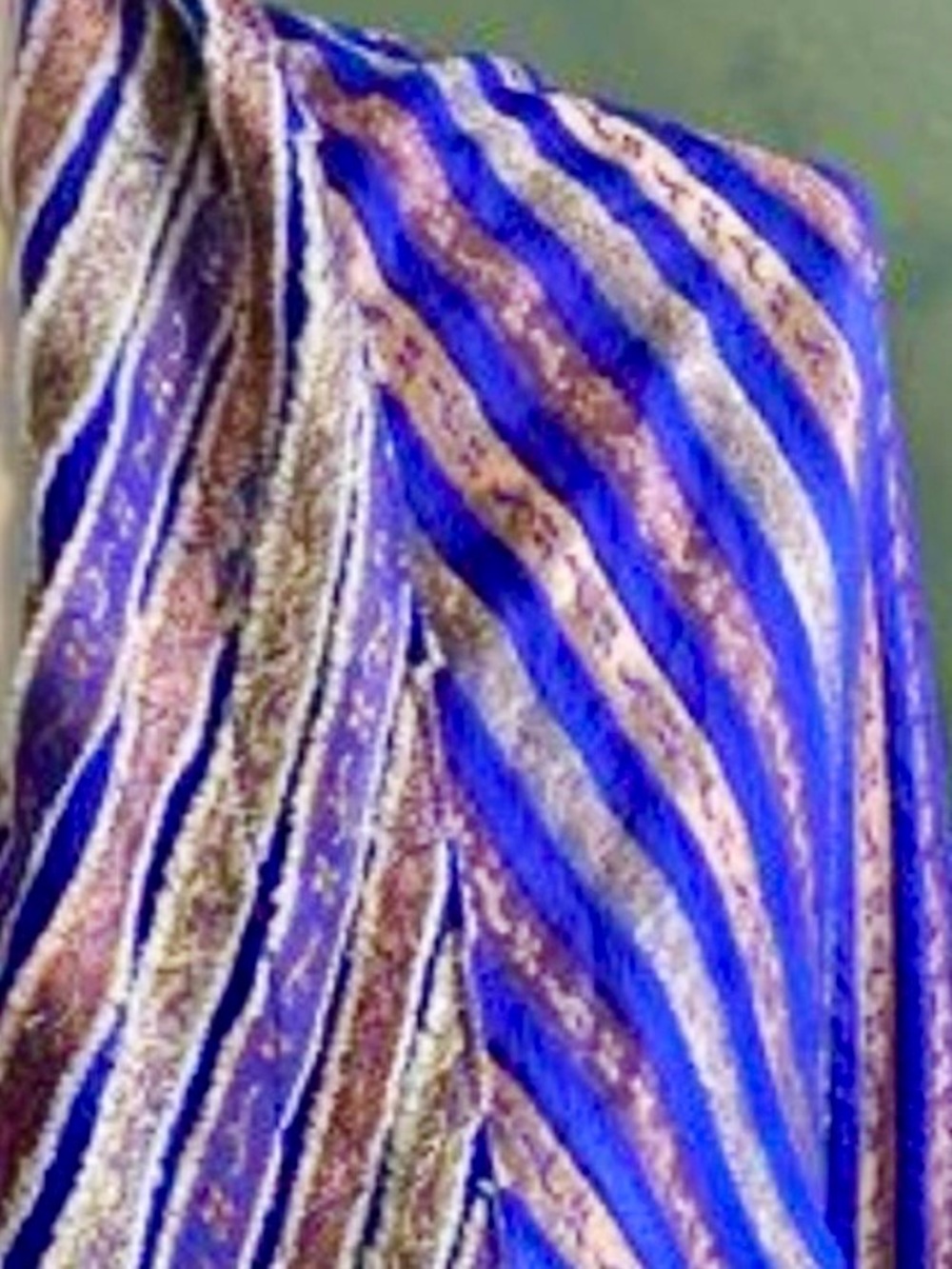 Striped Luxy Indigo & Gold & Bronze Textured Wrap Shawl Scarf Dupatta Chunni - Picture 10 of 11